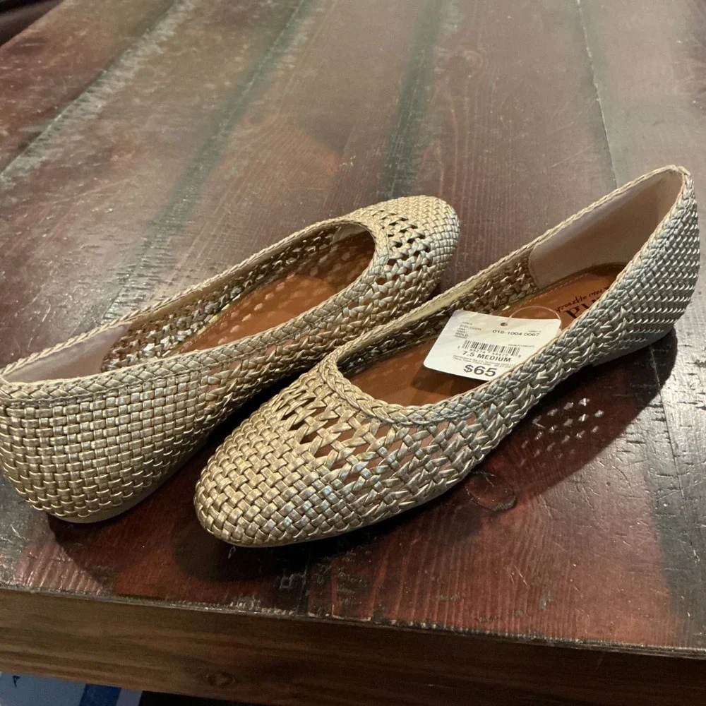 ANA KNOLL Gold Woven Ballet Flats Shoes Women's‎ Size 7.5 M